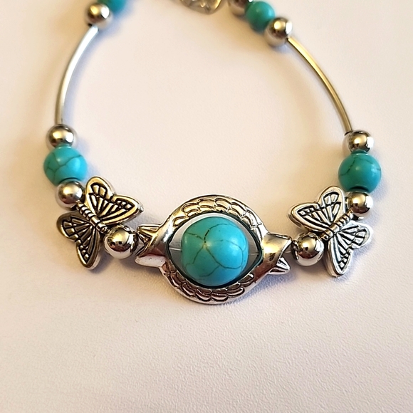 Boho Gypsy Sisters Jewelry - BestSeller Bohemian beaded Turquoise Butterfly Bracelet BR